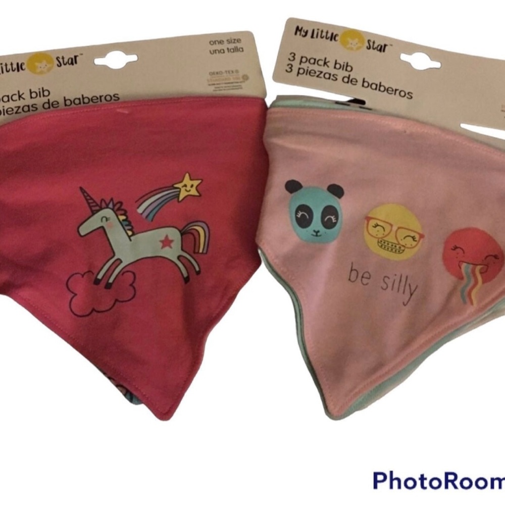 My Little Star 100% Cotton Girls Baby Bibs Bundle.